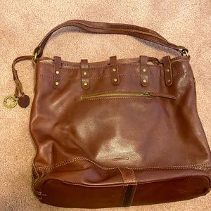 Large Brown leather Lucky Brand bag